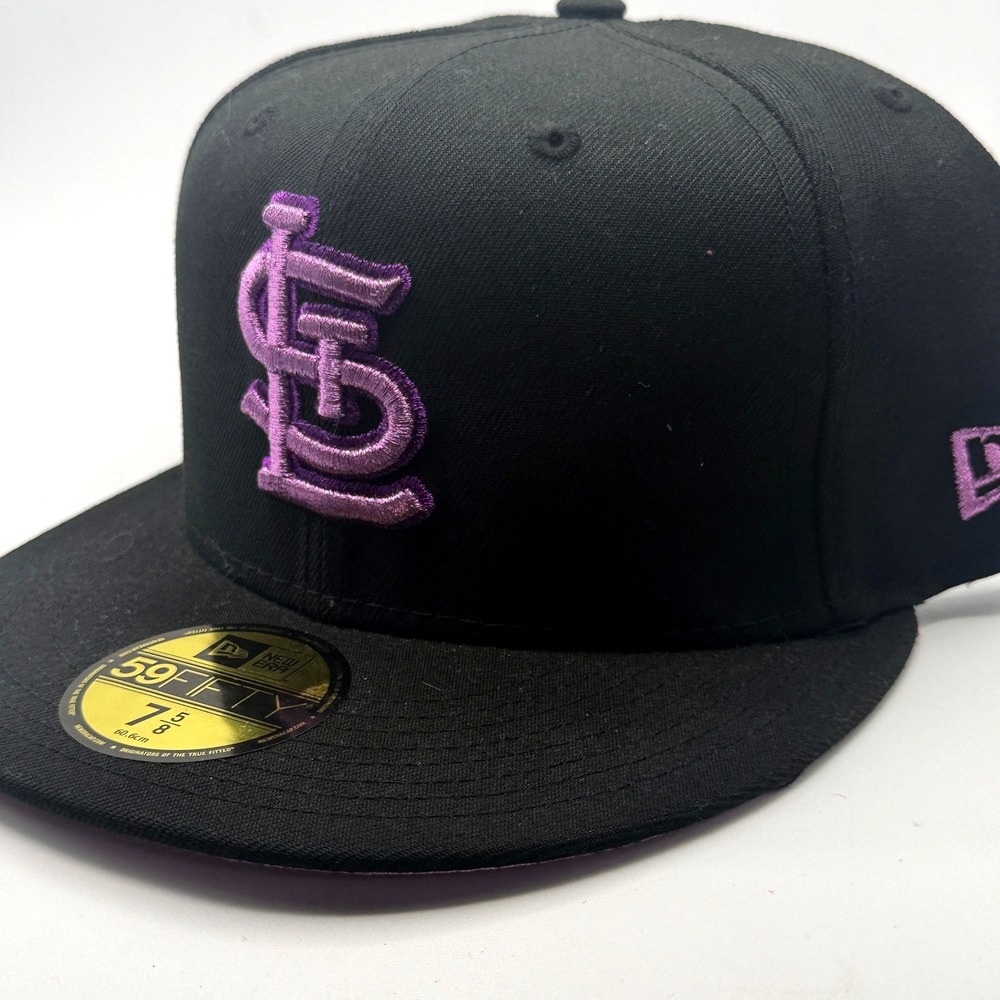 New Era 59FIFTY St Louis Cardinals Black Purple Pink Metallic Pop Hat 7 5/8